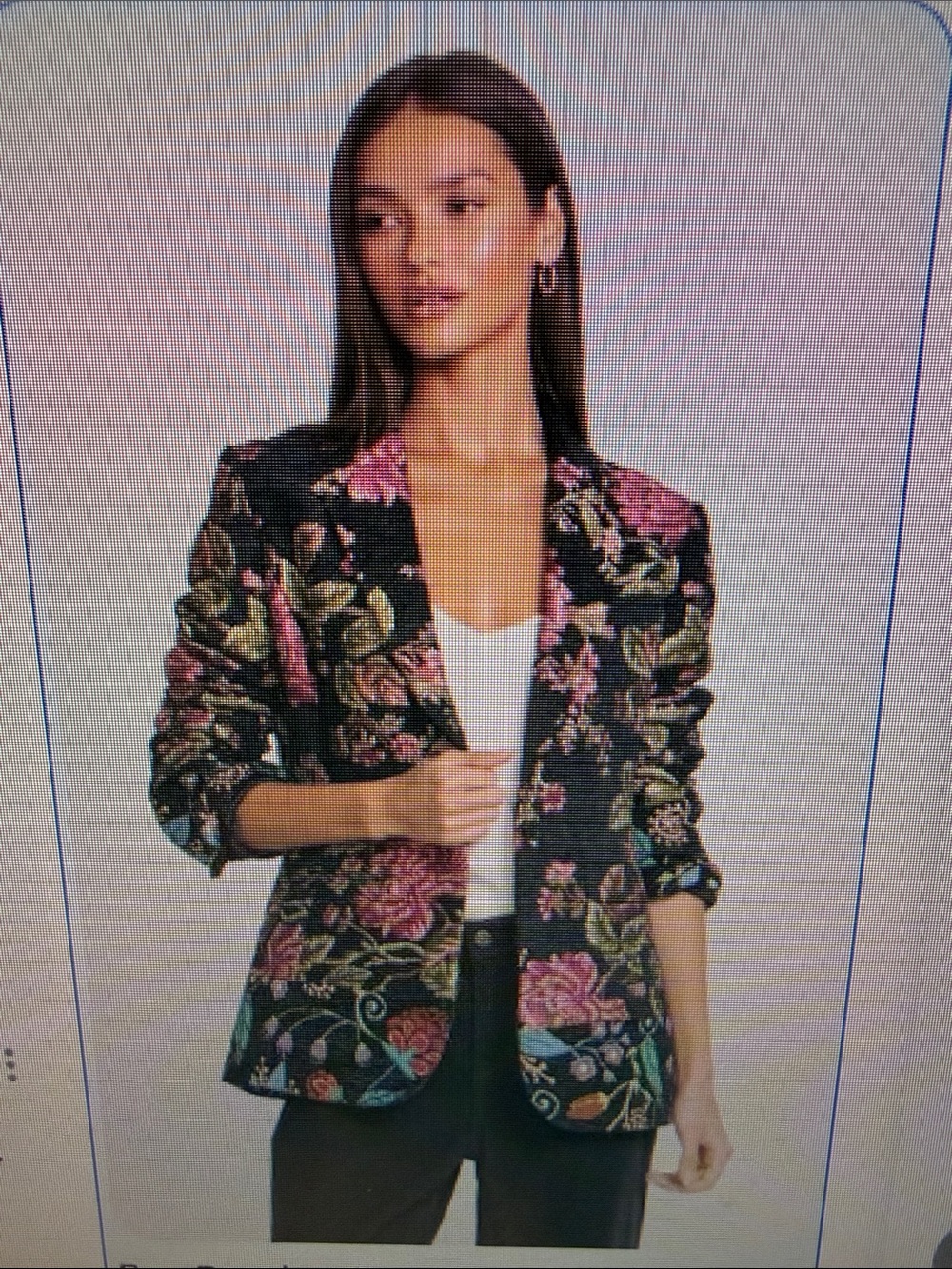 Johnny Was Rosalyn Black Floral Jacquard Blazer